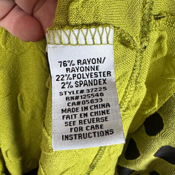 Habitat Clothes To Live In Top Lime Dot Long Sleeves Tunic Women’s XL Artsy - Picture 8 of 14